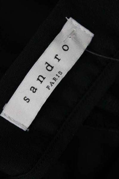Sandro Women Ankle Cropped Pants Black Hook & Eye 88% Polyamide Size 36