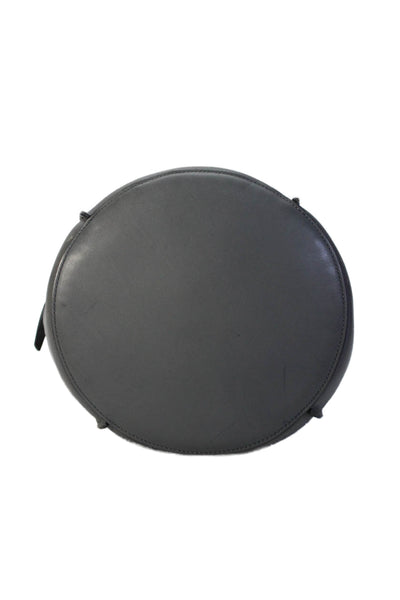 Celine Womens Single Strap Buckle Top Leather Bucket Handbag Gray