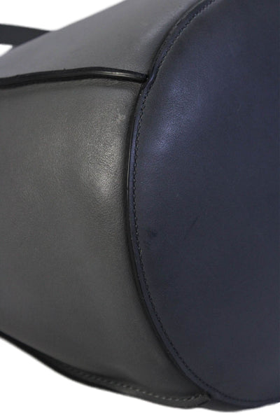 Celine Womens Single Strap Buckle Top Leather Bucket Handbag Gray