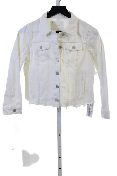Blank NYC Womens White Cotton Collared Button Long Sleeve Jacket Size XL