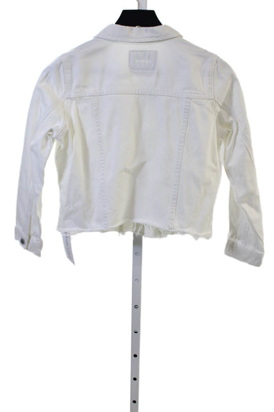 Blank NYC Womens White Cotton Collared Button Long Sleeve Jacket Size XL