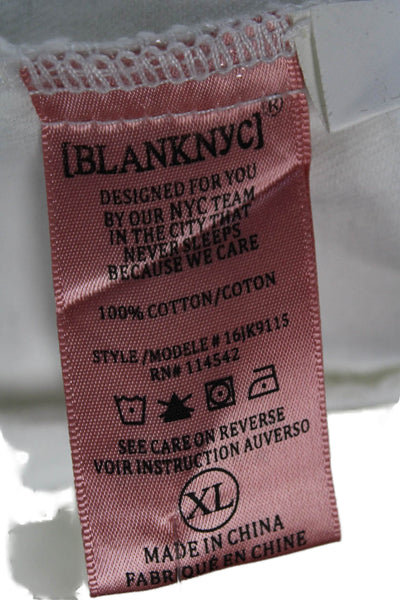 Blank NYC Womens White Cotton Collared Button Long Sleeve Jacket Size XL