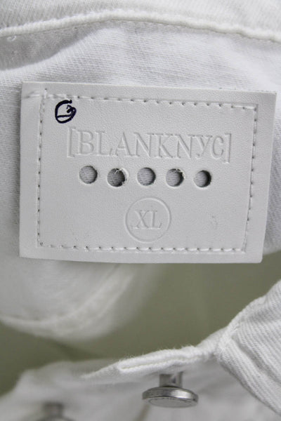 Blank NYC Womens White Cotton Collared Button Long Sleeve Jacket Size XL