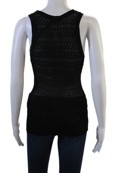 Zara Womens Black Argyle Sleeveless Basic Tank Round Neck Viscose Size L