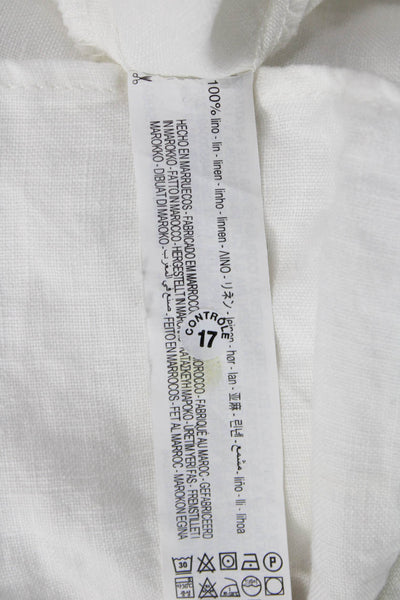Zara Women Tunic Linen Sleeveless Drawstring White Boho Solid Spring Size L