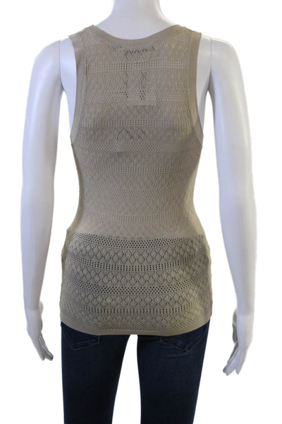 Zara Women Bohemian Argyle Sleeveless Round Neck Tank Beige Size L