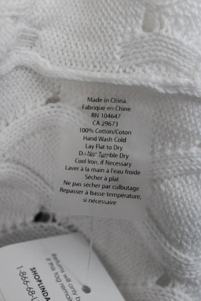 Kinross Unisex Cardigan White Cashmere Silk Argyle Size L