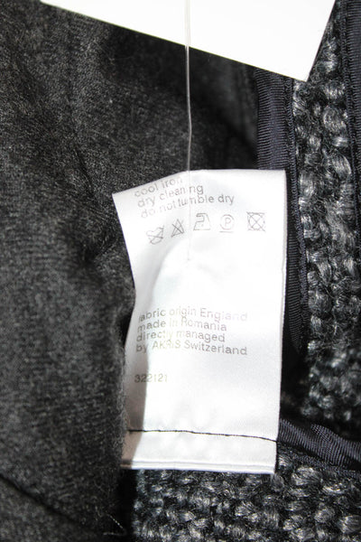 Akris Womens Designer Overcoat Black Collared Zip Long Sleeve Wool Blend Size 8