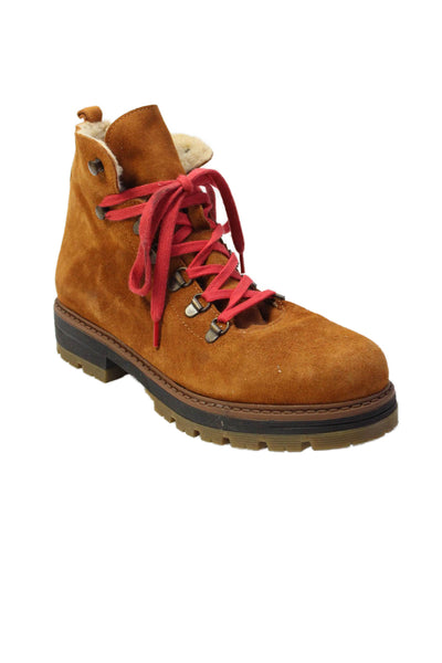 Avellini Womens Suede Lace Up Combat Boots Shoes Brown Size 9