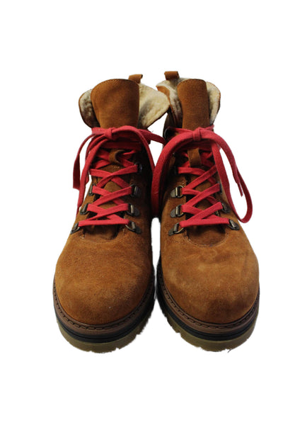Avellini Womens Suede Lace Up Combat Boots Shoes Brown Size 9