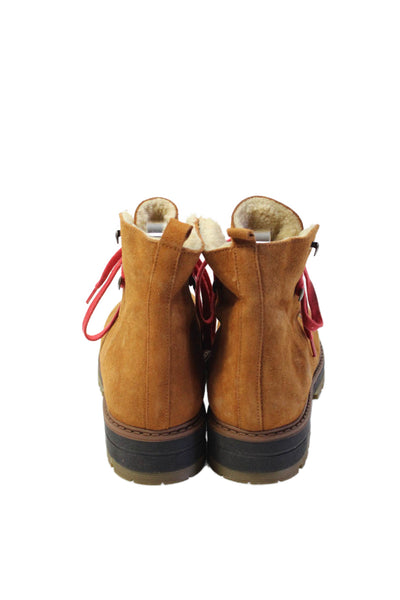Avellini Womens Suede Lace Up Combat Boots Shoes Brown Size 9