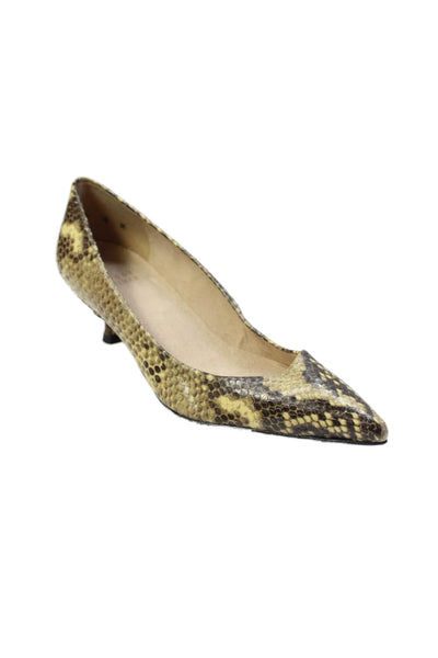 Stuart Weitzman Womens Snakeskin Pointed Toe Heels Pumps Shoes Brown Size 6M