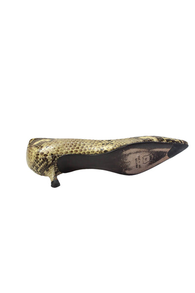 Stuart Weitzman Womens Snakeskin Pointed Toe Heels Pumps Shoes Brown Size 6M