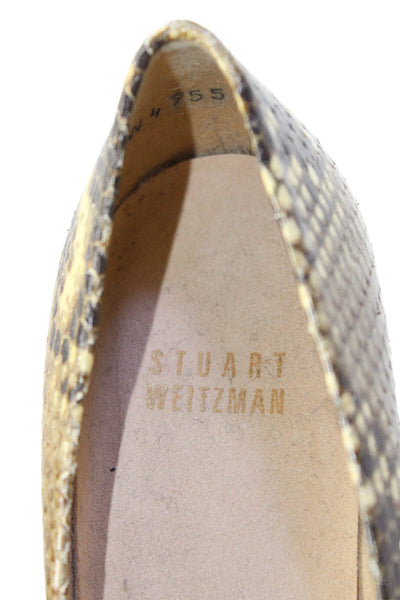 Stuart Weitzman Womens Snakeskin Pointed Toe Heels Pumps Shoes Brown Size 6M