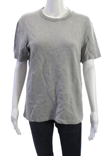 Theory Women Basic Cotton Crew Neck Short Sleeve T-Shirt Gray Size L