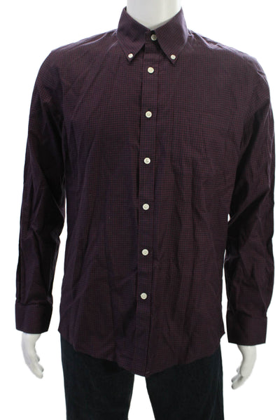Brooks Brothers Mens Cotton Check Print Buttoned Collared Long Sleeve Red Size M