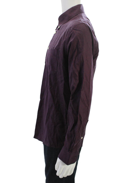 Brooks Brothers Mens Cotton Check Print Buttoned Collared Long Sleeve Red Size M