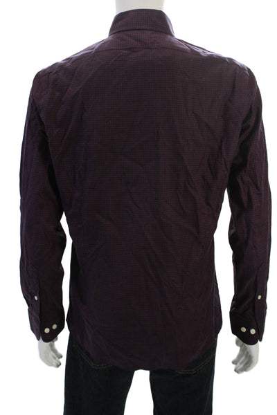 Brooks Brothers Mens Cotton Check Print Buttoned Collared Long Sleeve Red Size M