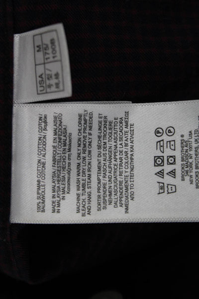 Brooks Brothers Mens Cotton Check Print Buttoned Collared Long Sleeve Red Size M