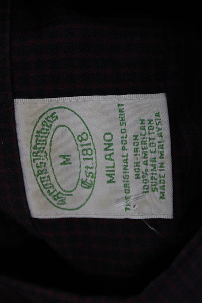 Brooks Brothers Mens Cotton Check Print Buttoned Collared Long Sleeve Red Size M