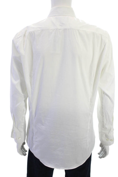 Bonobos Mens Cotton Buttoned-Down Collared Long Sleeve Top White Size EUR 34