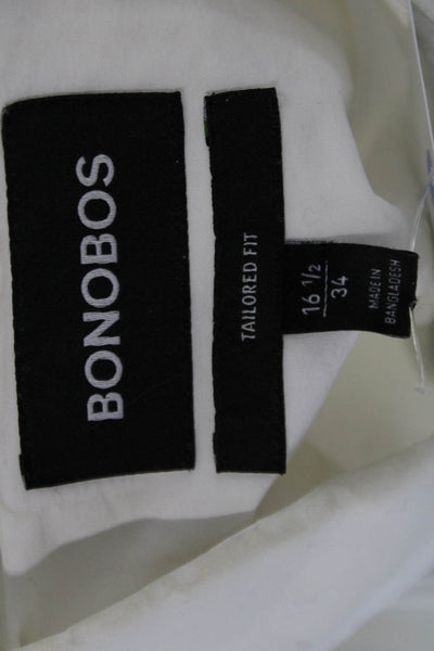 Bonobos Mens Cotton Buttoned-Down Collared Long Sleeve Top White Size EUR 34