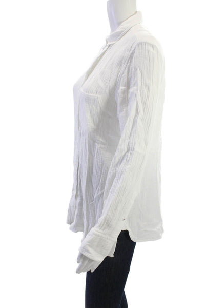 J Crew Womens White Cotton Collared Button-Up Shirt Long Sleeve Size S