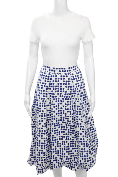 Hannoh Womens A-Line Pleated Polka Dot Cotton Knee Length Skirt Size 40