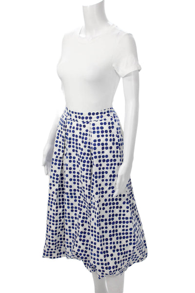 Hannoh Womens A-Line Pleated Polka Dot Cotton Knee Length Skirt Size 40