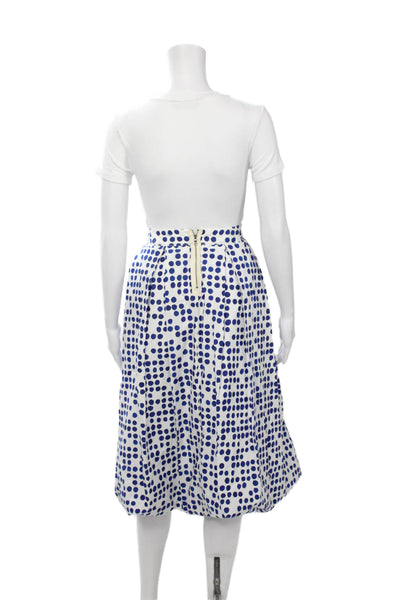 Hannoh Womens A-Line Pleated Polka Dot Cotton Knee Length Skirt Size 40