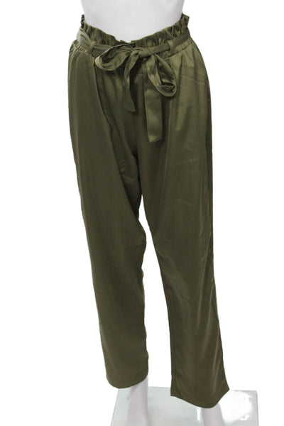 Mittoshop Womens Paperbag Pants Green Drawstring 100% Polyester Size M