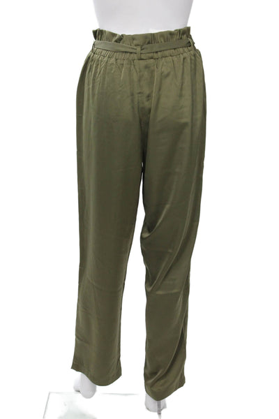 Mittoshop Womens Paperbag Pants Green Drawstring 100% Polyester Size M