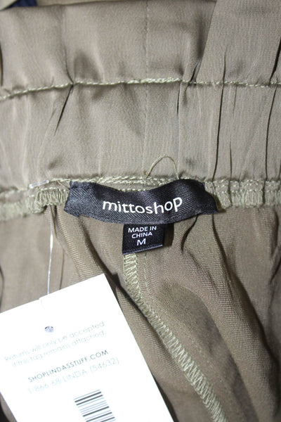 Mittoshop Womens Paperbag Pants Green Drawstring 100% Polyester Size M