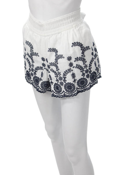 J Crew Unisex Bohemian Floral Linen Blend Shorts White Size S