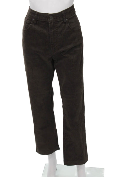 Zara Womens 90s Cropped High Rise Brown Cotton Pants Size 8