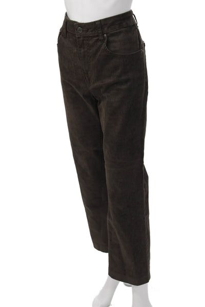 Zara Womens 90s Cropped High Rise Brown Cotton Pants Size 8