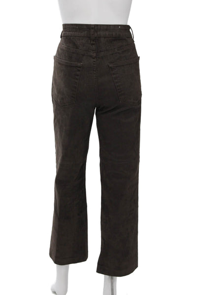 Zara Womens 90s Cropped High Rise Brown Cotton Pants Size 8
