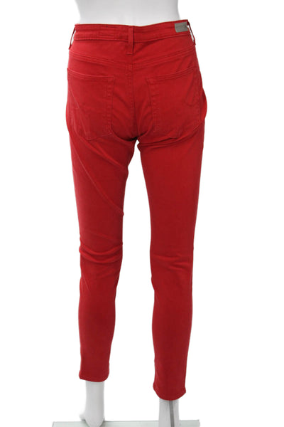 AG Adriano Goldschmied Women Red High Rise Ankle Cropped Pants Button Size 27