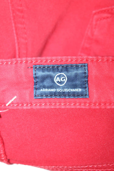 AG Adriano Goldschmied Women Red High Rise Ankle Cropped Pants Button Size 27