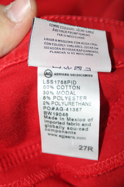 AG Adriano Goldschmied Women Red High Rise Ankle Cropped Pants Button Size 27