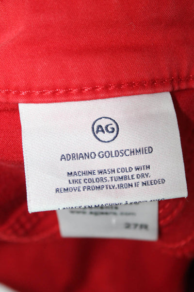 AG Adriano Goldschmied Women Red High Rise Ankle Cropped Pants Button Size 27