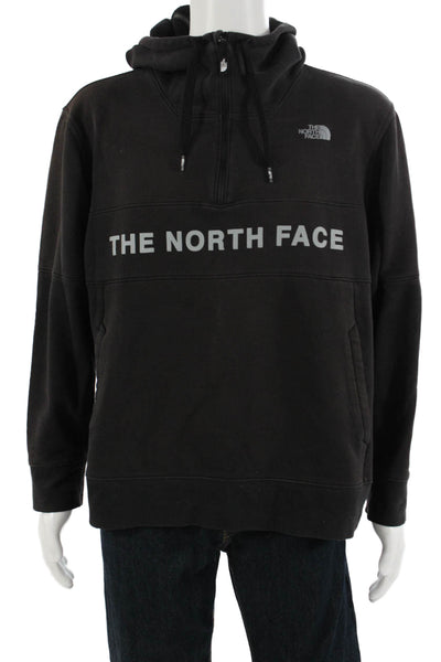The North Face Mens Pullover Hoodie Black High Neck Drawstring Size XL