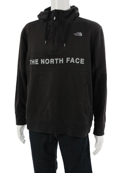 The North Face Mens Pullover Hoodie Black High Neck Drawstring Size XL