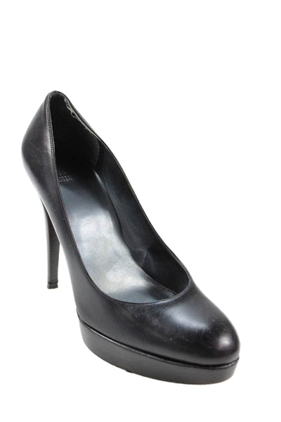 Stuart Weitzman Womens Slip On Stiletto Platform Leather Pumps Black Size 8.5