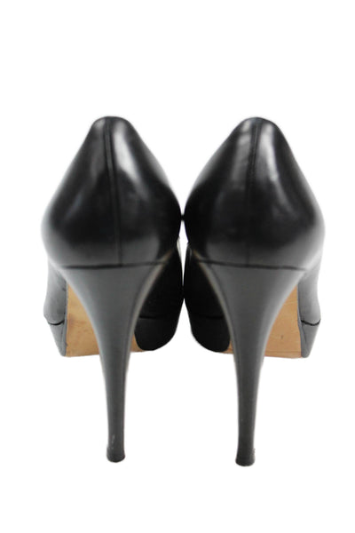 Stuart Weitzman Womens Slip On Stiletto Platform Leather Pumps Black Size 8.5