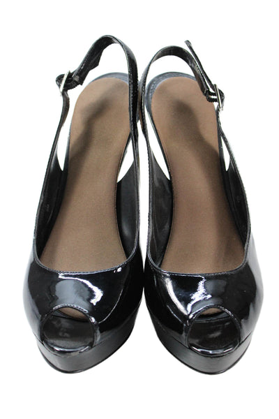 Enzo Angiolini Womens Stiletto Platform Peep Toe Slingback Pumps Black Size 8