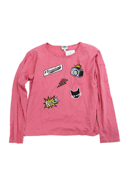 Karl Lagerfeld Kids Girls Cotton Blend Long Sleeve T-Shirt Pink Size 14