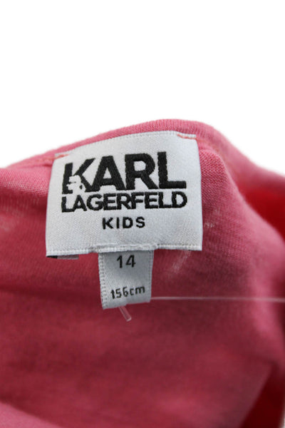 Karl Lagerfeld Kids Girls Cotton Blend Long Sleeve T-Shirt Pink Size 14