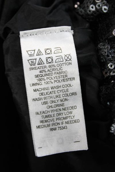 Tahari Girls Cotton Blend Sequin Long Sleeve Dress Black Size 5/6