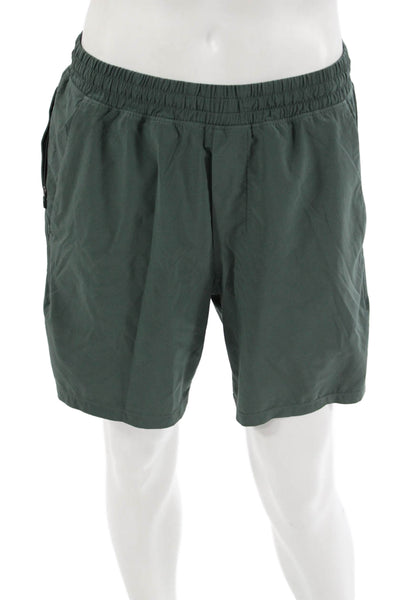 Lululemon Mens Sweat Shorts Green Nylon Blend Zip Solid Army Size S